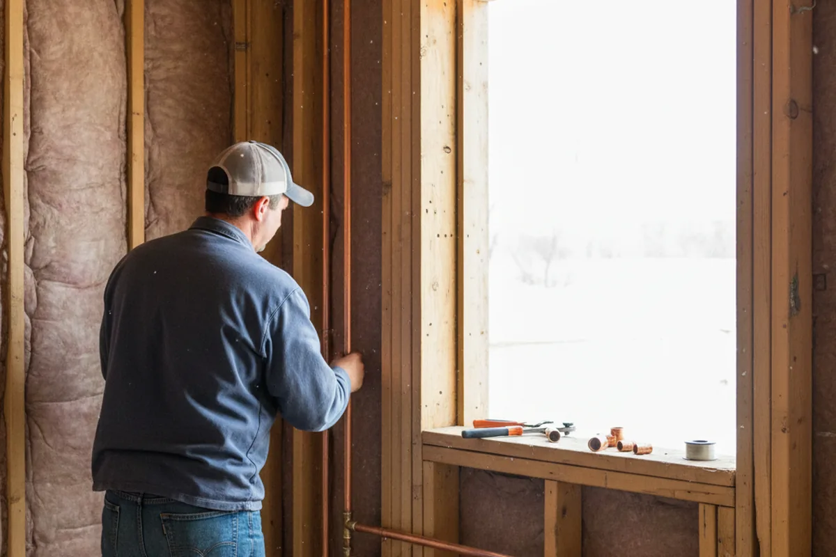 Licensed plumber running new copper supply lines in a Maryland home