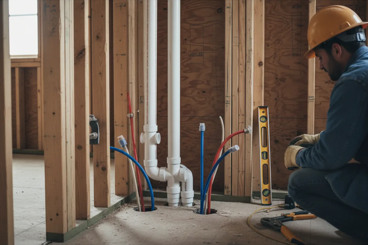 Drain and supply rough-in during Drain Cleaning in Maryland