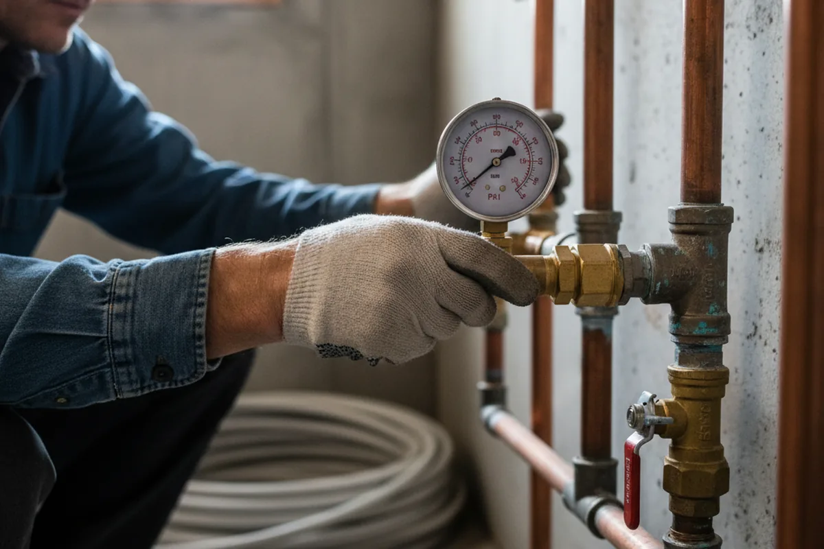Pressure testing a repaired line during Water Line Repair in Maryland